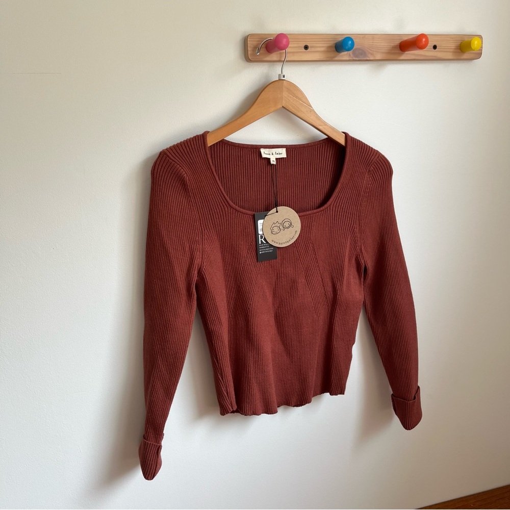 Rosewood Fitted sweater with square neck BNWT